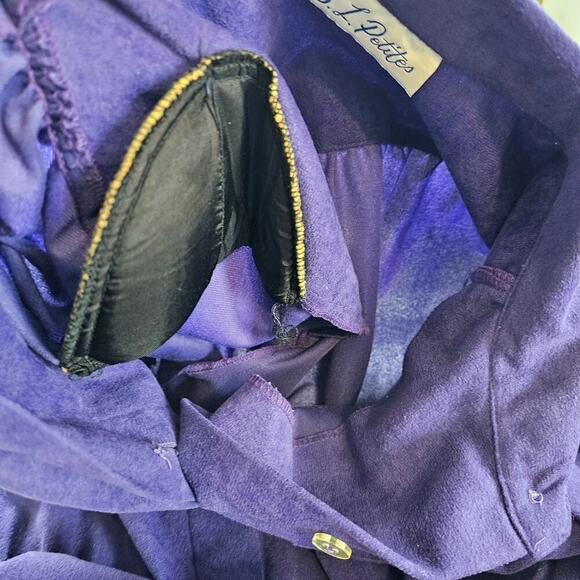 Vintage 80s Shirt Dress Womens Size 14 Purple Faux Suede Cottagecore Preppy - Picture 13 of 13
